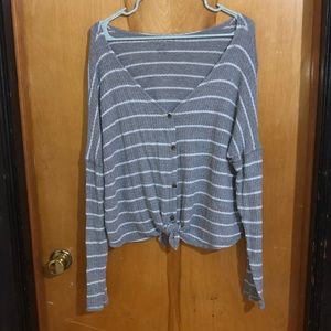 American Eagle Plush Waffle Knot Top in Grey